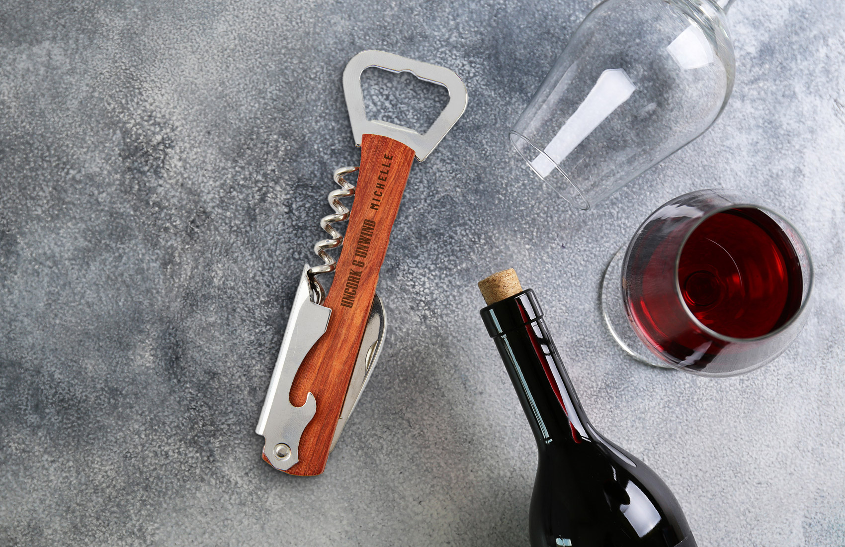 Personalized 4-in-1 Wood Bottle Opener