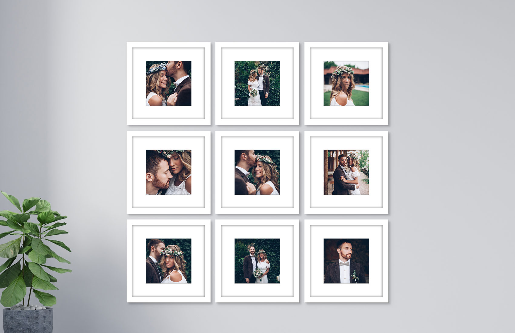 8x8 White - Set of 9