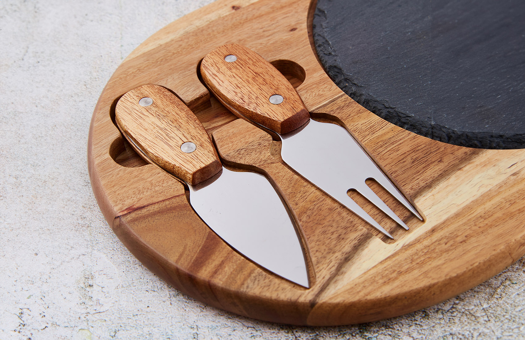 Personalized Wood & Slate Cheese Set
