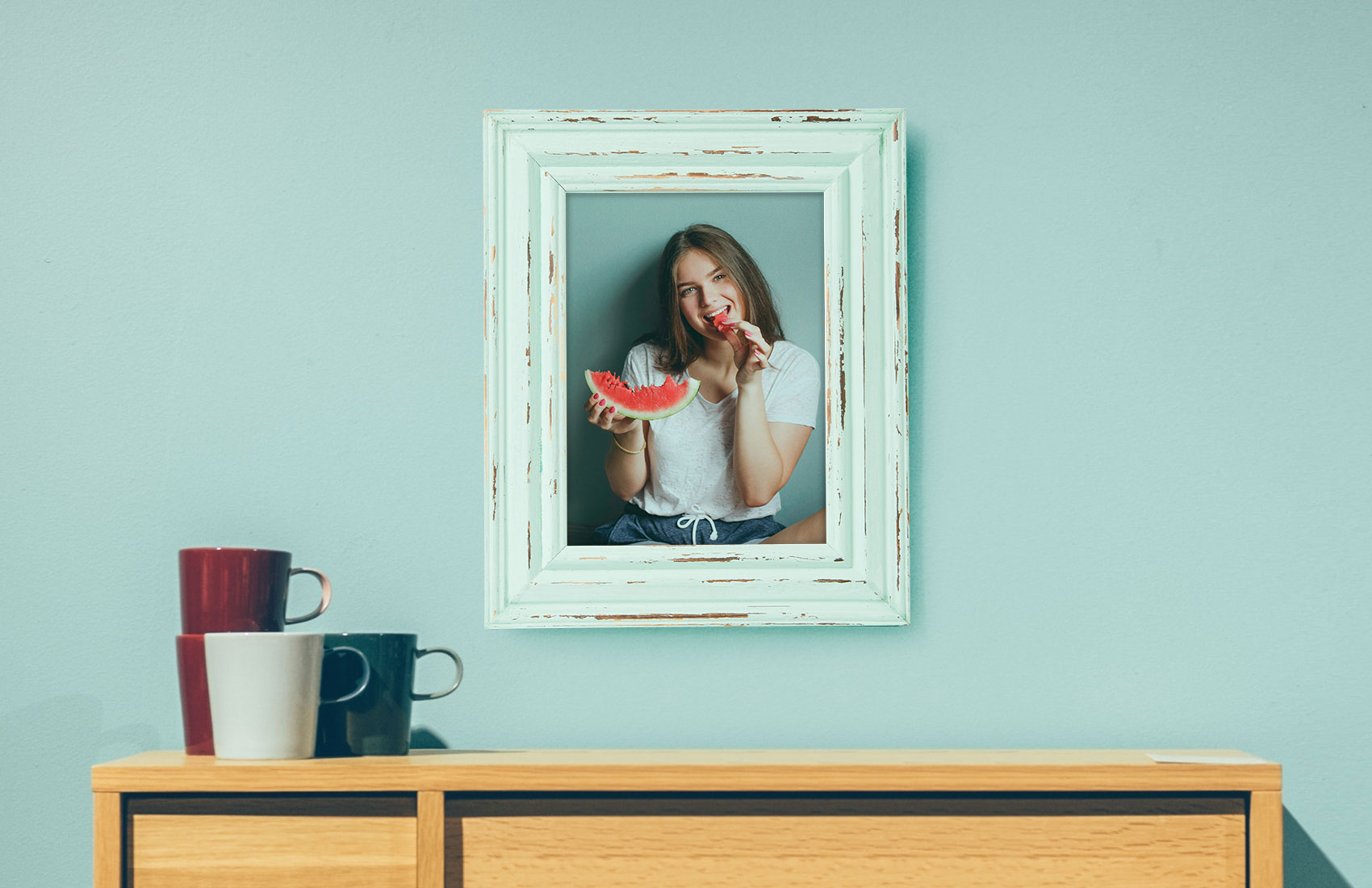 6x8 Aqua Distressed Frame