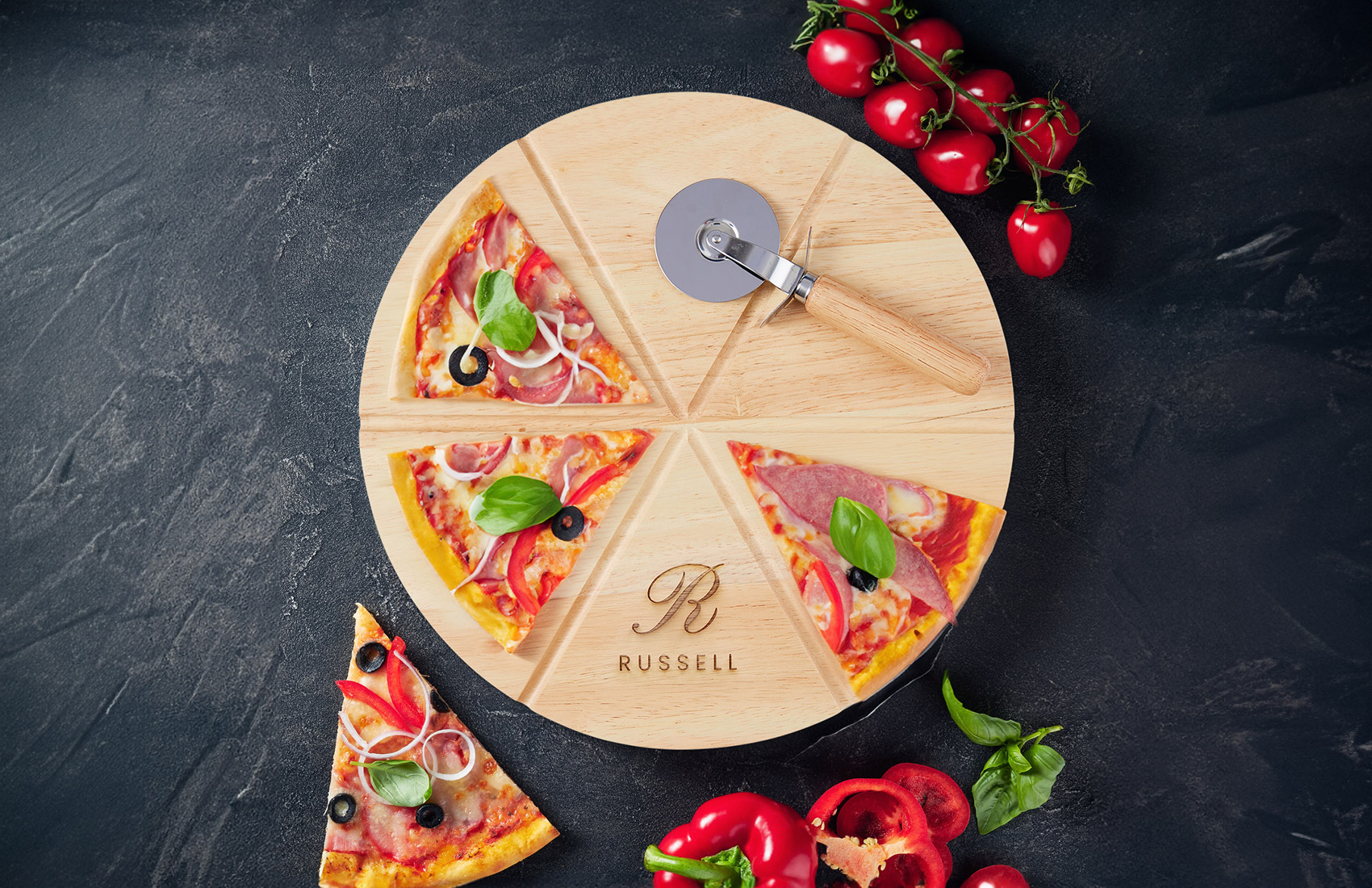 Personalized Wood Pizza Set