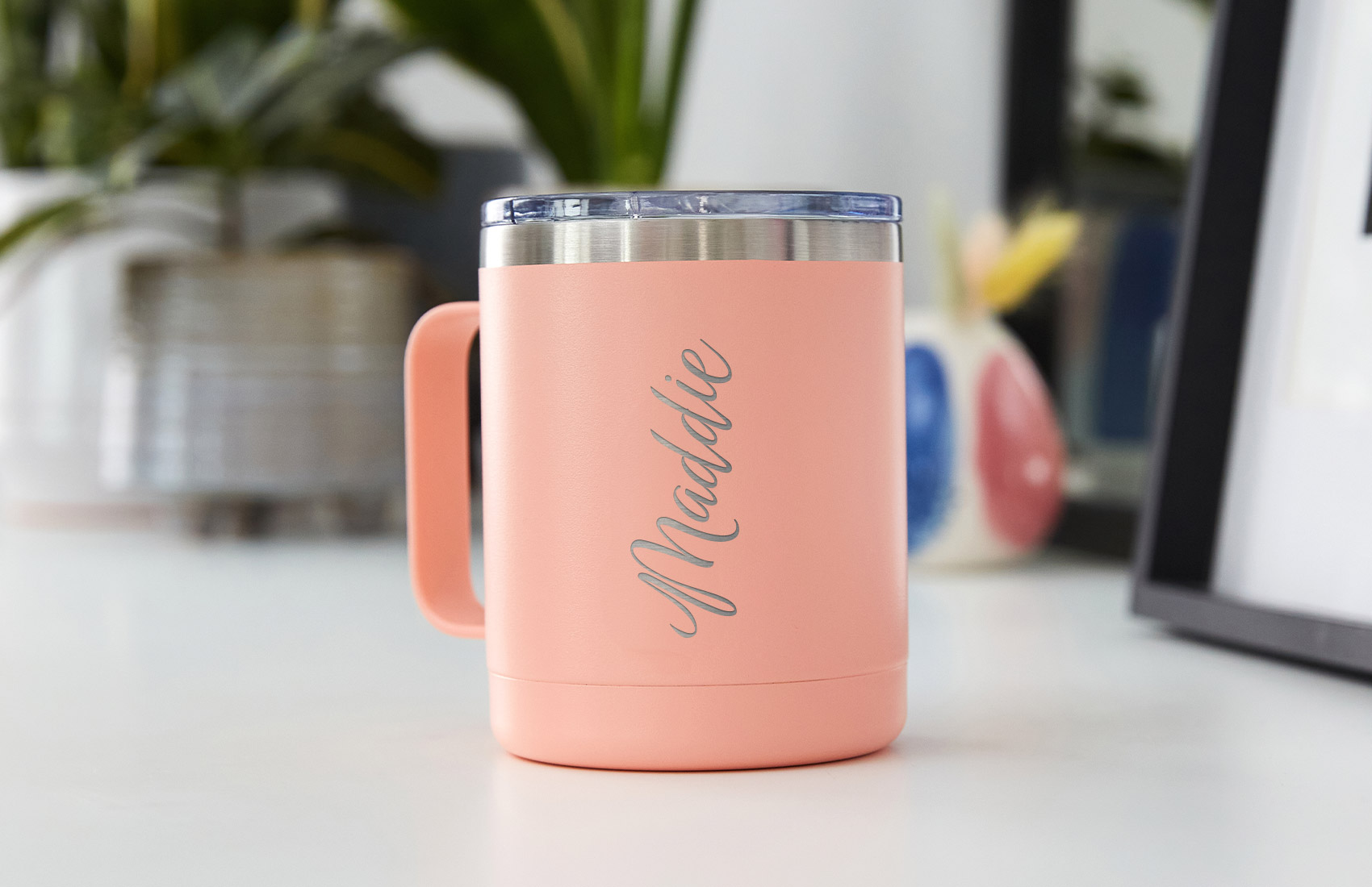 300ml Peach Personalized Travel Mug