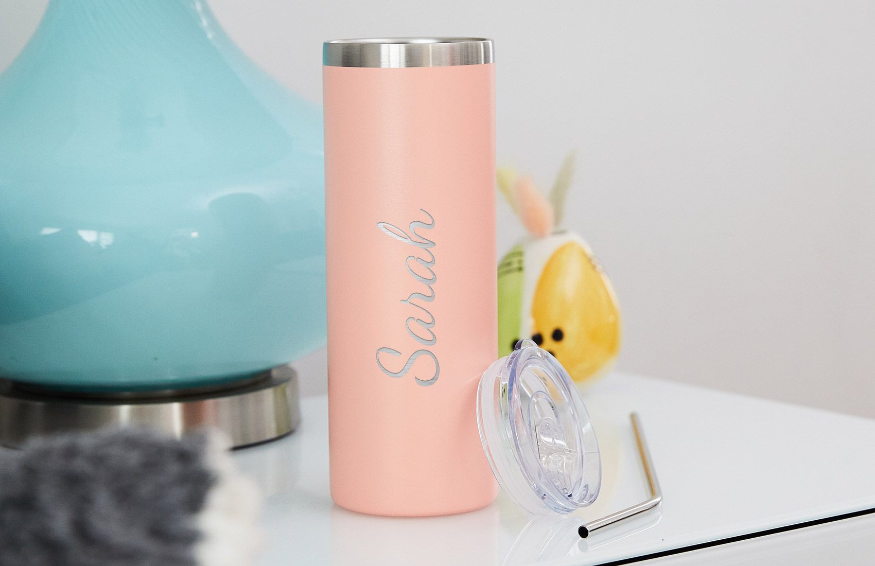 600ml Peach Personalized Tumbler