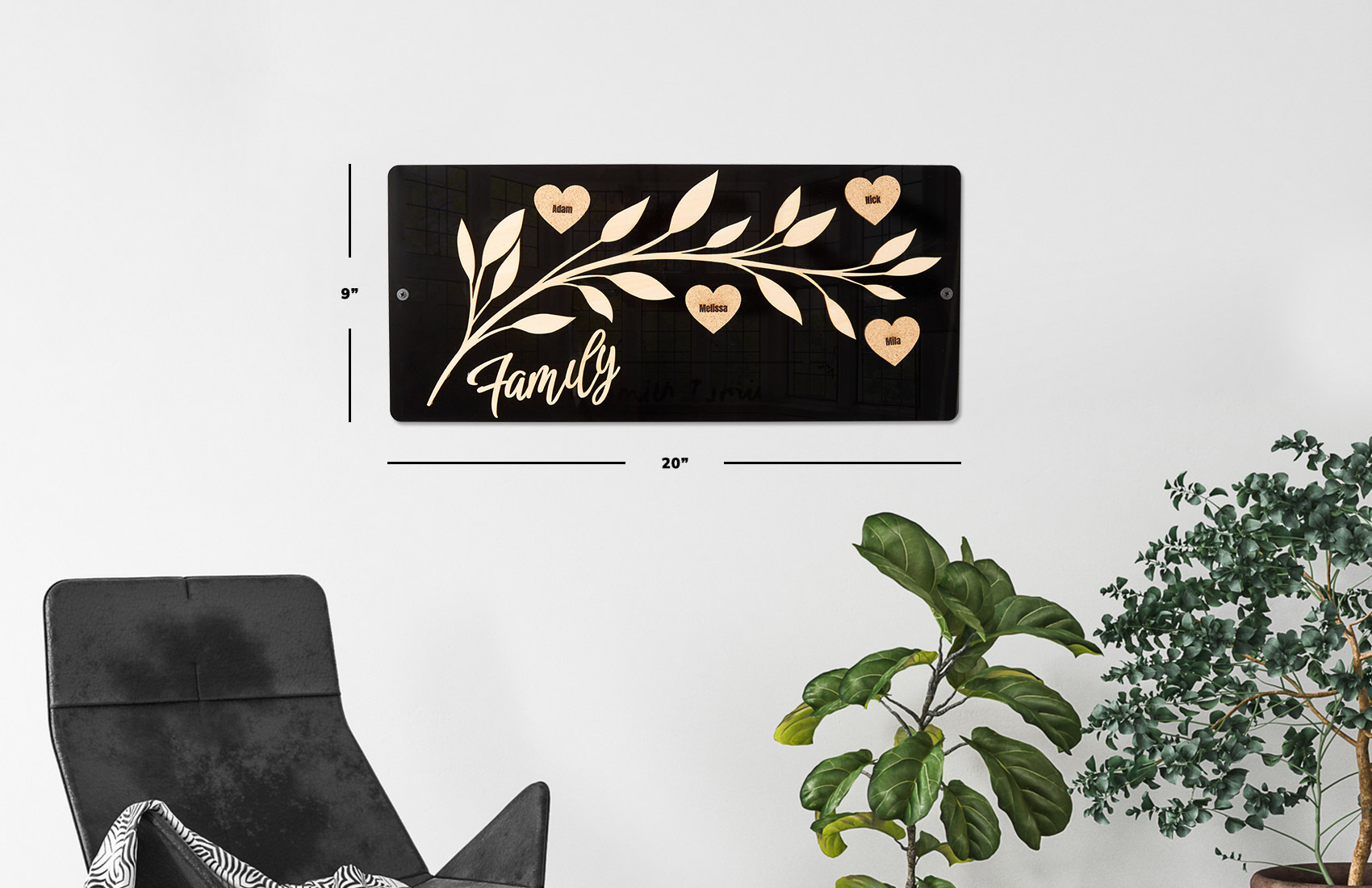 Family Wall Sign - Black Acrylic