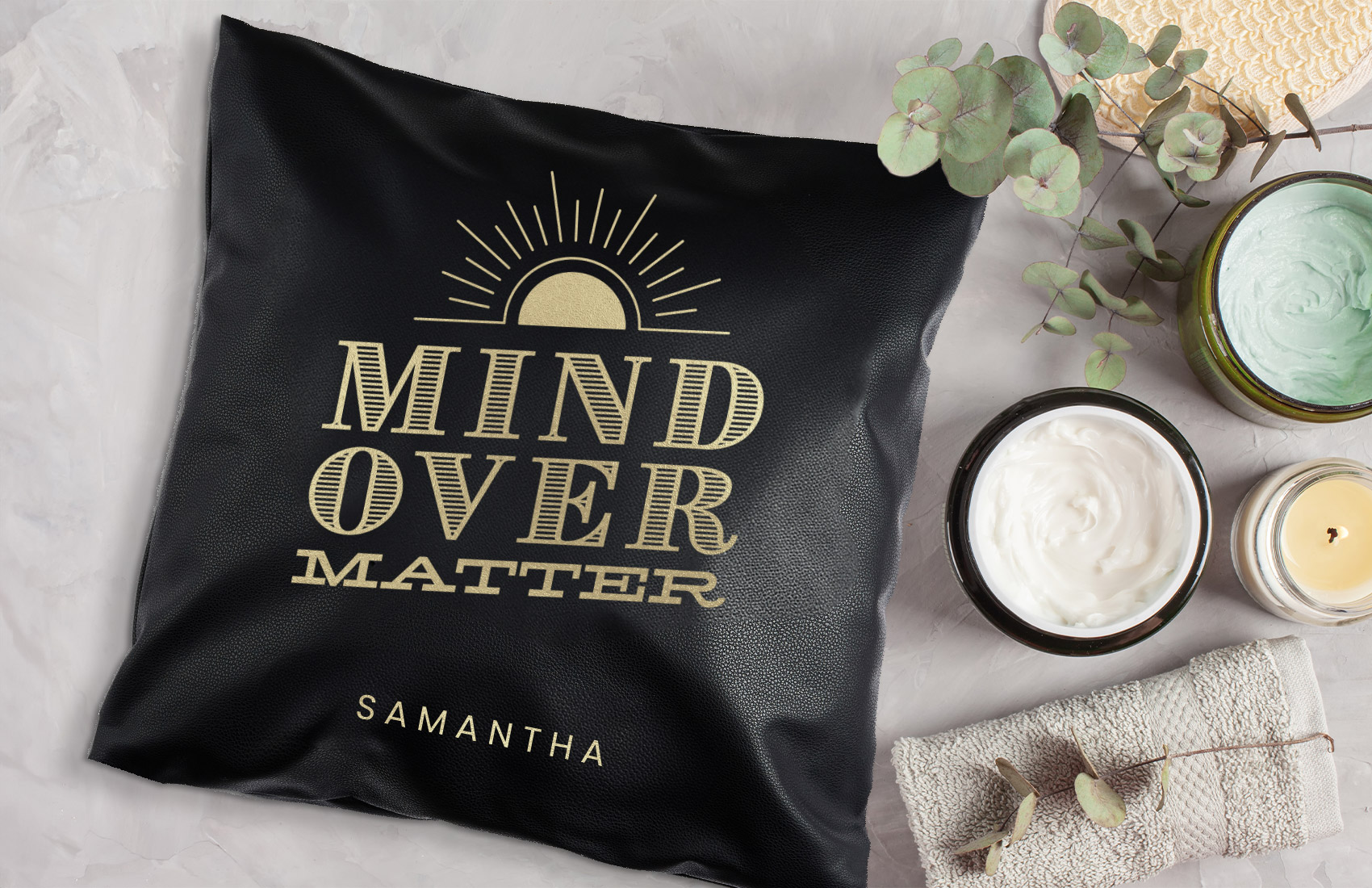 Personalized Black Leather Pillow Cover